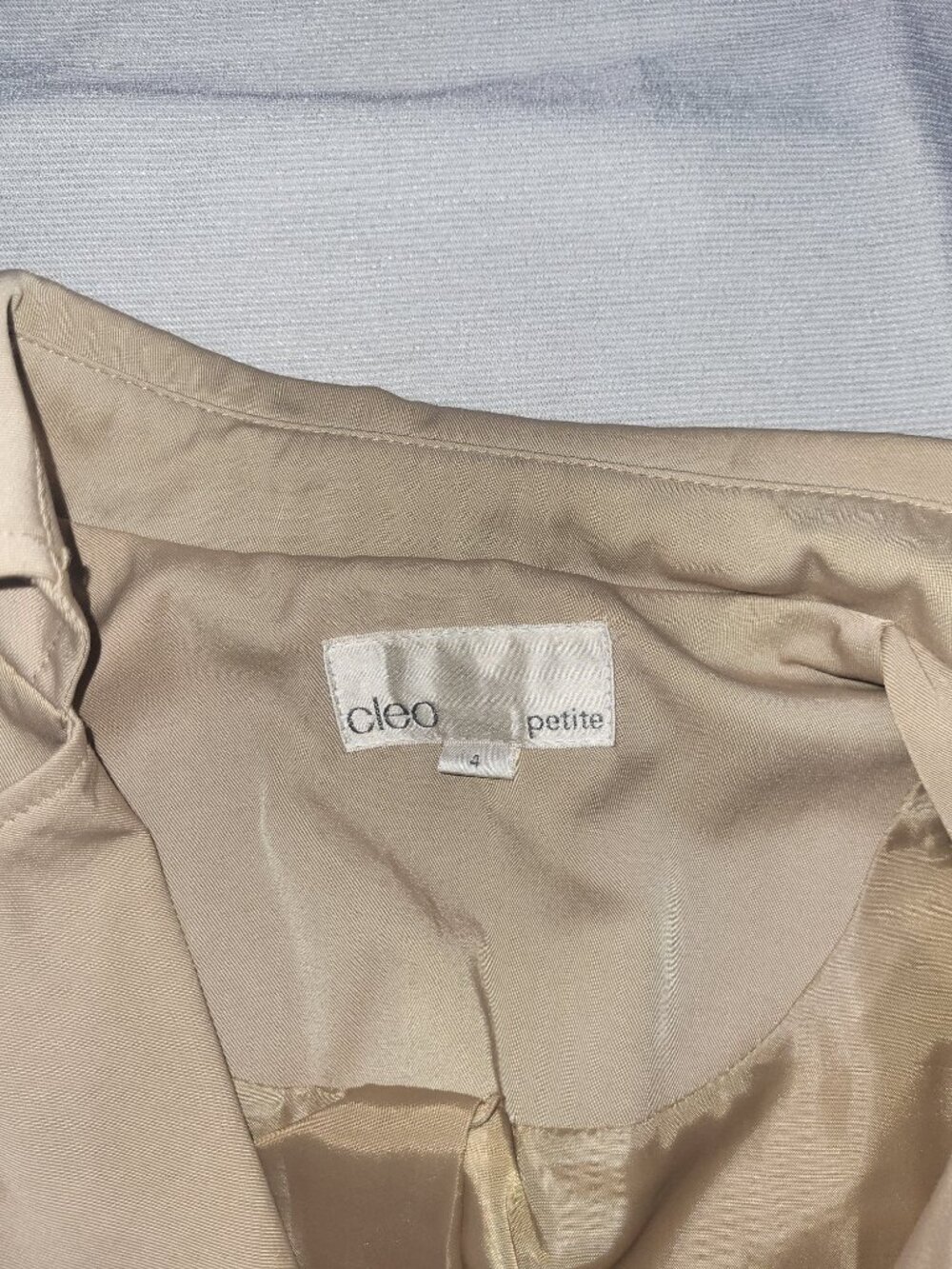 Cleo Petite Women’s Trench Coat Size 4P Beige Double Breasted - Picture 4 of 11